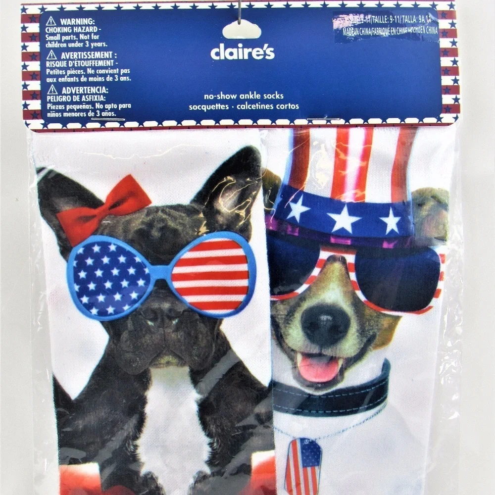 Stars/Stripes Dogs Wearing Sunglasses NoShow Socks